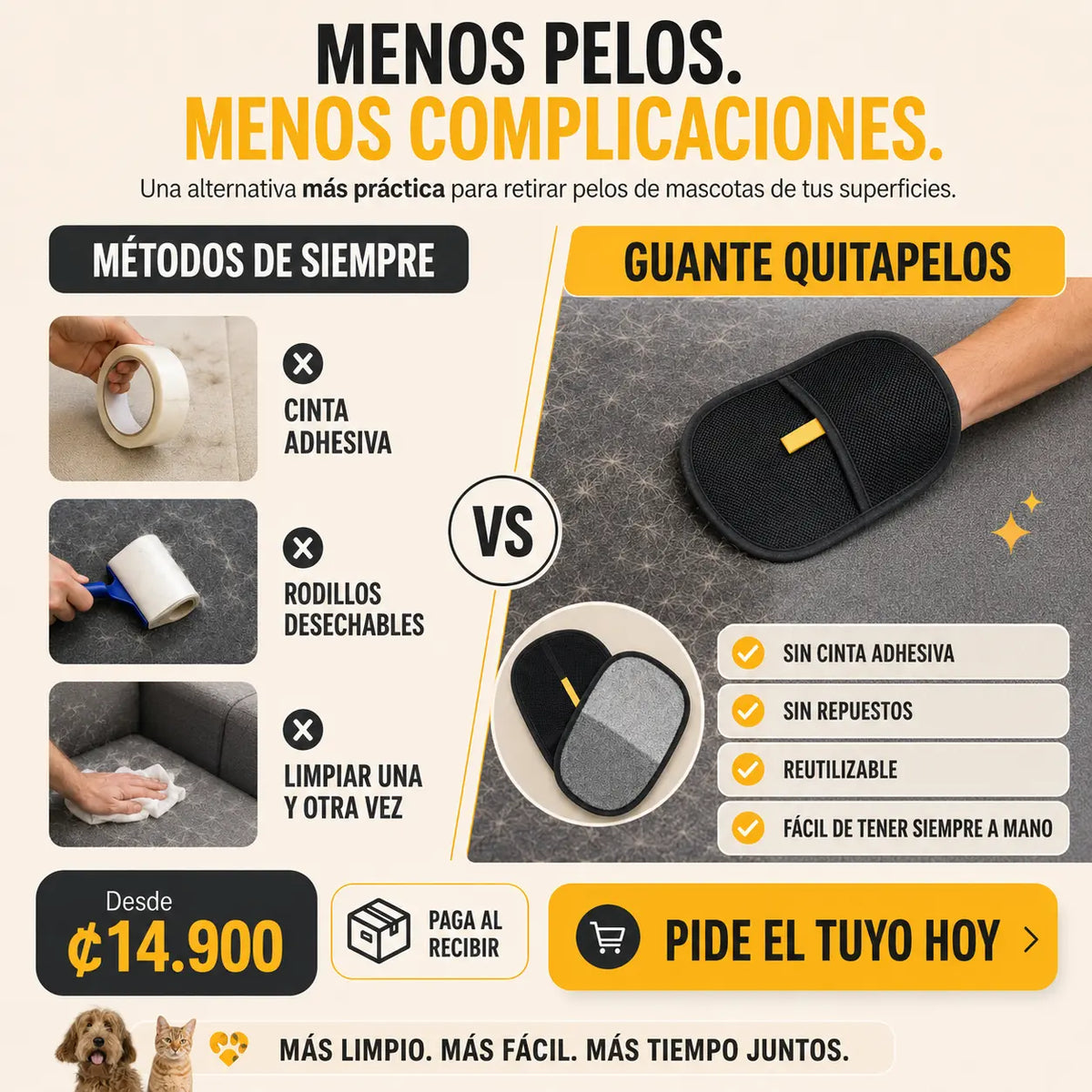 ¡BASTA DE PELOS DE MASCOTA POR TODA LA CASA!